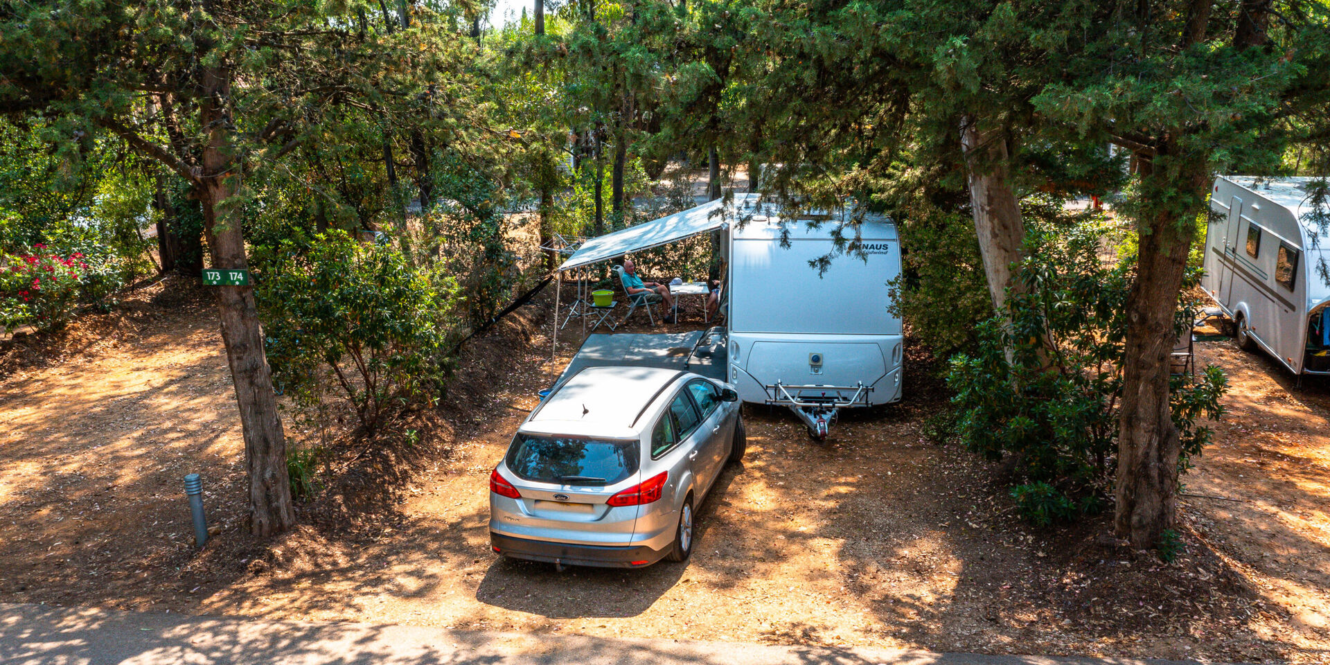 Caravan tent camper van at nature campsite in the Var