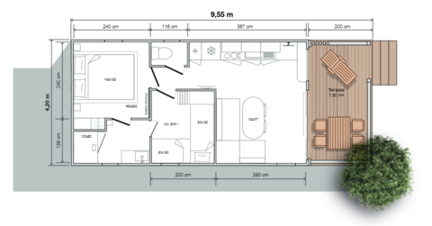 Layout Privilège® Large 2 rooms 4 guests